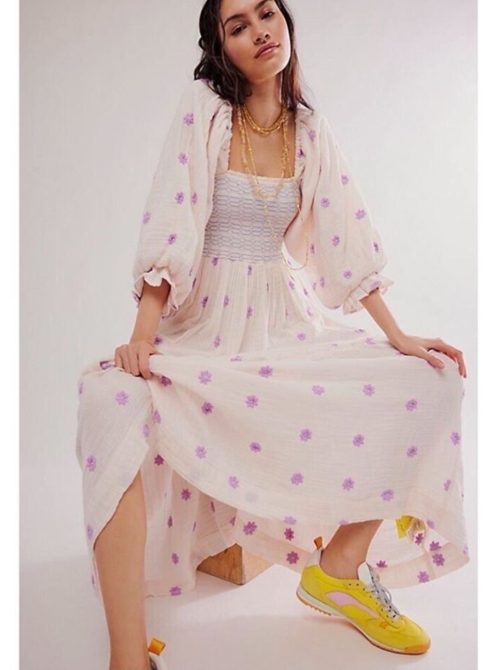 FREE PEOPLE DAHLIA MAXI EMBROIDERED MAXI DRESS BRAND NEW WITH TAGS small